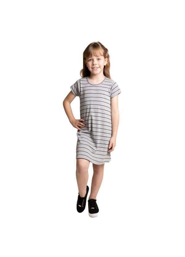 Cia da Malha - Vestido Basico Mae e Filha Infantil Cinza