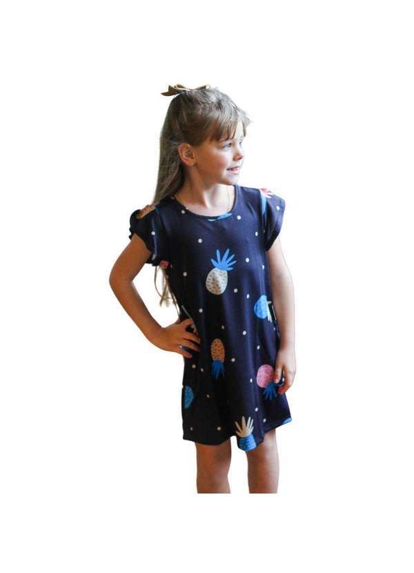 Cia da Malha - Vestido Infantil Frutinhas Preto