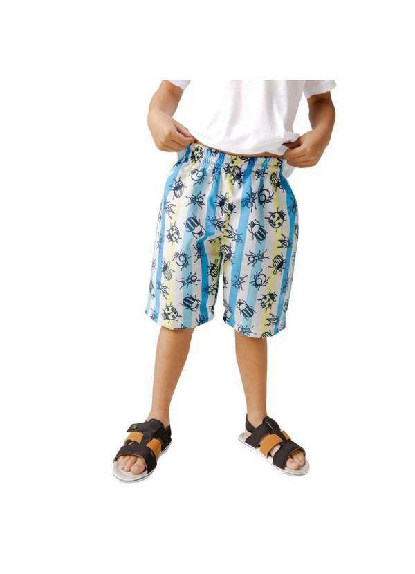 Cia da Malha - Bermuda Tactel Infantil Masculina Estampada Azul
