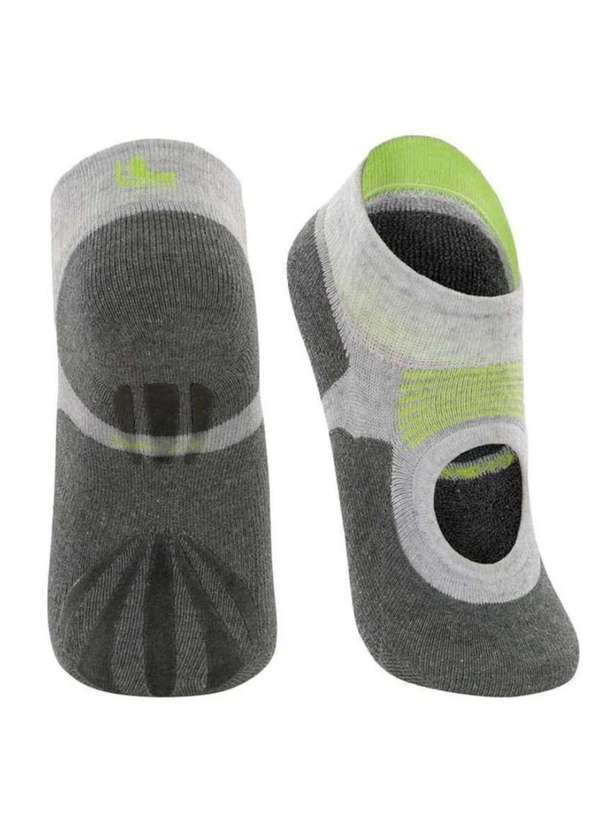 Lupo - Meia Sapatilha Pilates Lupo Antiderrapante - Cinza e Verde Cinza