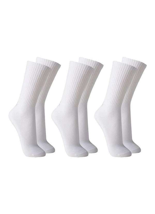Lupo - Kit 3 pares Meia Cano Alto Atoalhada Lupo Masculina Branco