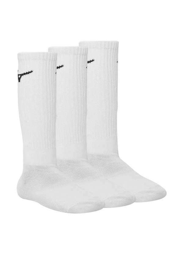 Mizuno - Kit Meia Mizuno Cano Alto Pacote com 3 pares Branco