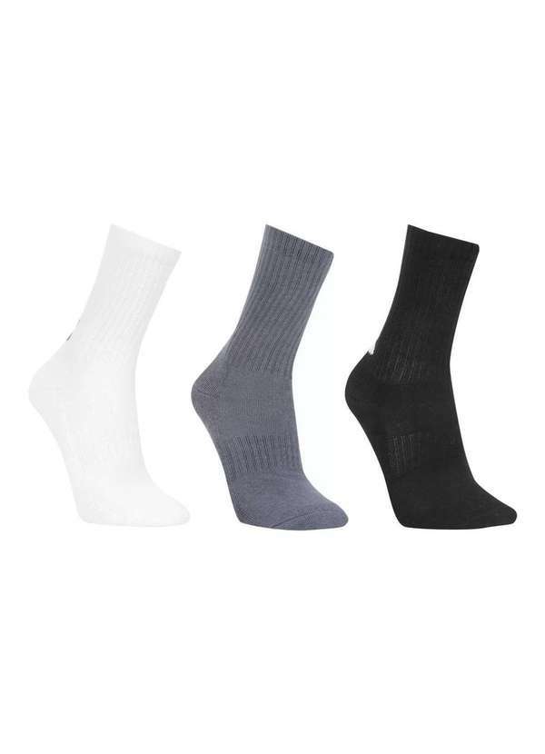 Under Armour - Kit Meia Under Armour Cano Longo Core Cotton Crew 3 pares Cinza