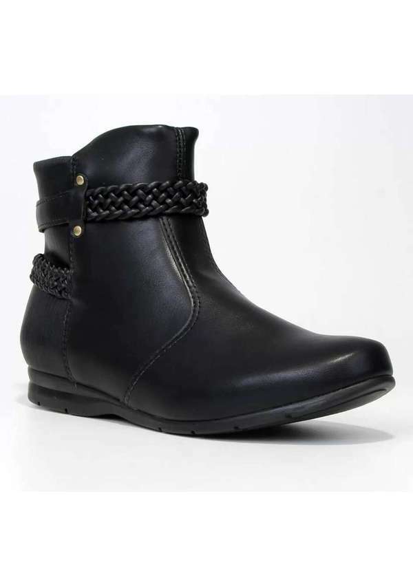 Beira Rio - Bota Cano Curto Beira Rio Tranca Feminina - Preto Preto