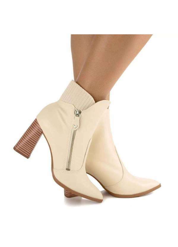 Mississipi - Bota Cano Curto Mississipi Salto Grosso Feminina Branco
