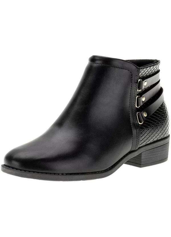 Modare - Bota Cano Curto Modare Snake Salto Baixo Feminina - Preto Preto
