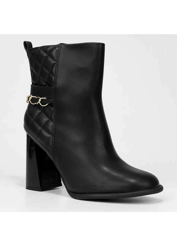 Vizzano - Bota Cano Curto Vizzano Matelasse Salto Alto Feminina - Preto Preto