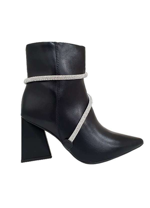 Vizzano - Bota Cano Curto Vizzano Strass Bico Fino - Preto Preto