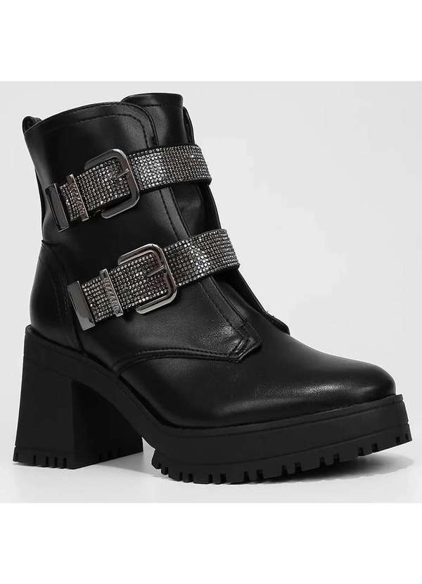 Vizzano - Bota Cano Medio Vizzano Salto Bloco Fivela Dupla Hotfix Tratorada Preto