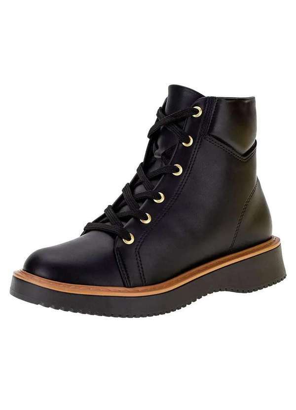 Moleca - Bota Coturno Moleca Tratorada Detalhe Solado - Preto Preto