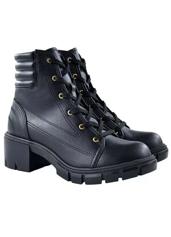 Moleca - Bota Coturno Moleca Tratorada Salto Bloco - Preto Preto