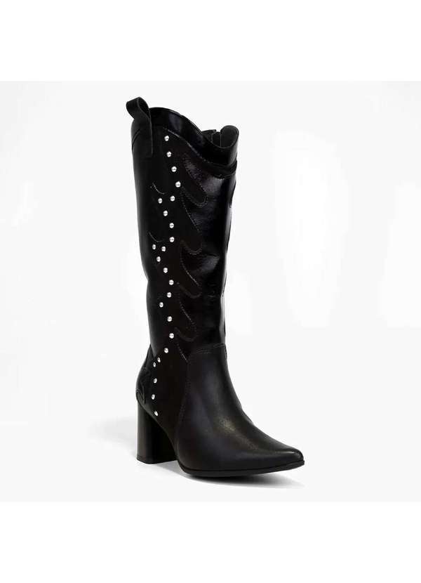 Ramarim - Bota Country Ramarim Bordada Tachas Feminina - Preto Preto