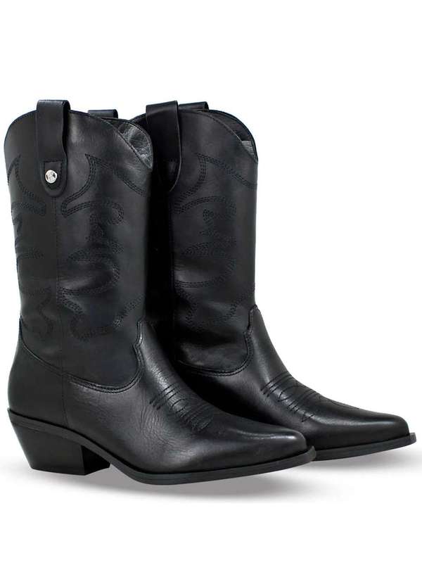 Bottero - Bota Couro Bottero Western Atanado Napoli Feminina - Preto Preto 2