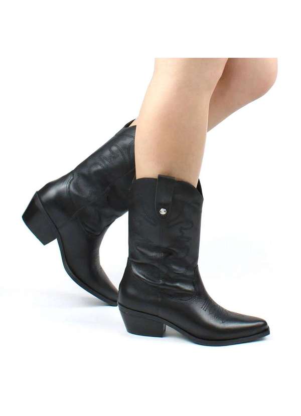 Bottero - Bota Couro Bottero Western Atanado Napoli Feminina - Preto Preto 4