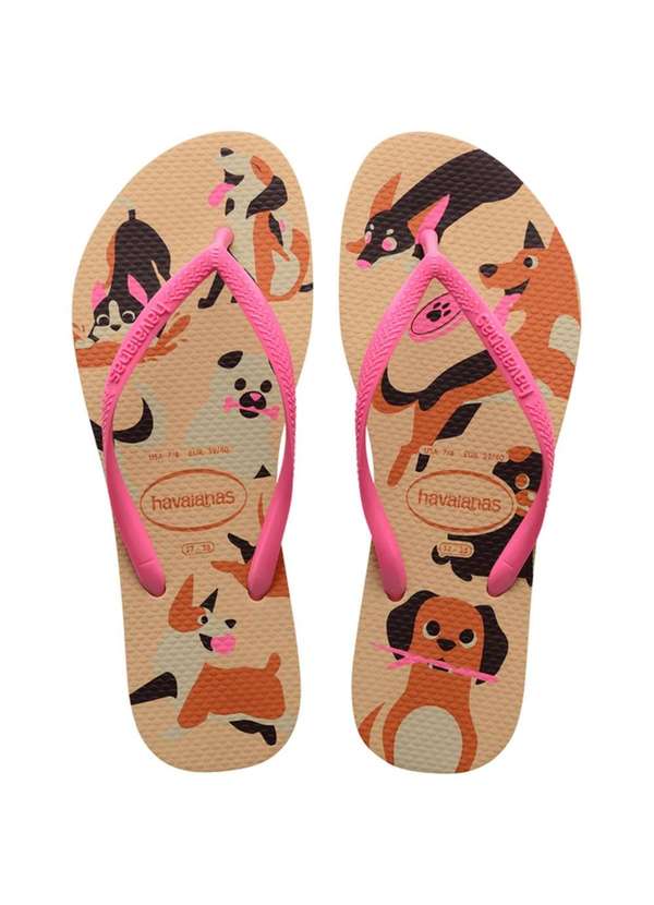 Havaianas - Chinelo Havaianas Slim Pets Feminino - Bege e Rosa Bege