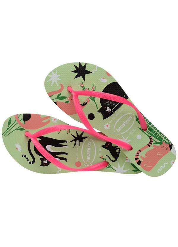 Havaianas - Chinelo Havaianas Slim Pets Feminino - Verde e Rosa Verde 4