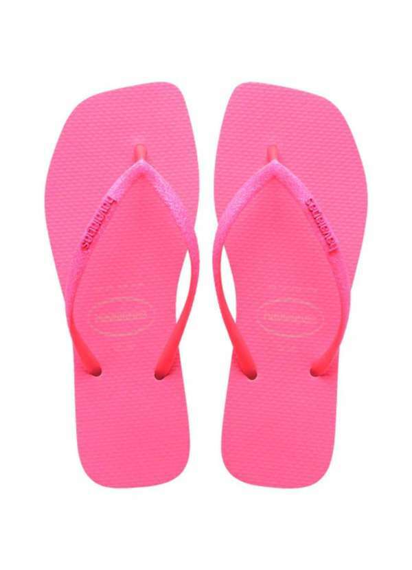 Havaianas - Chinelo Havaianas Slim Square Glitter Neon Feminino Rosa