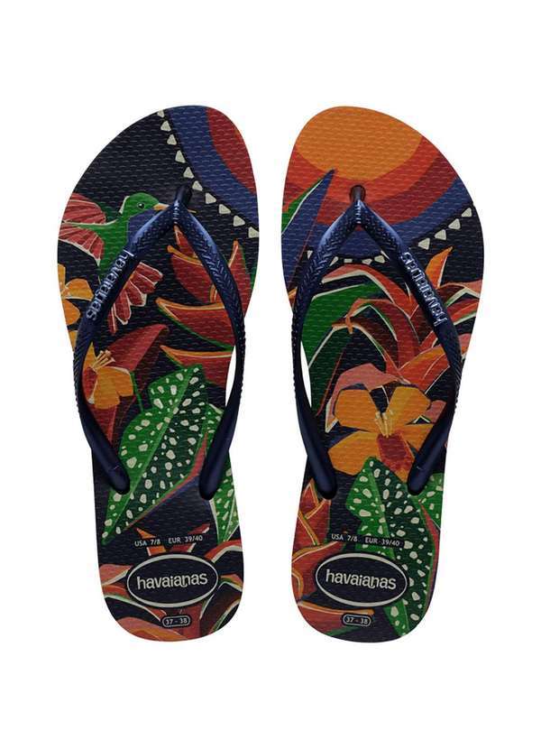 Havaianas - Chinelo Havaianas Slim Tropical Feminino - Marinho Azul