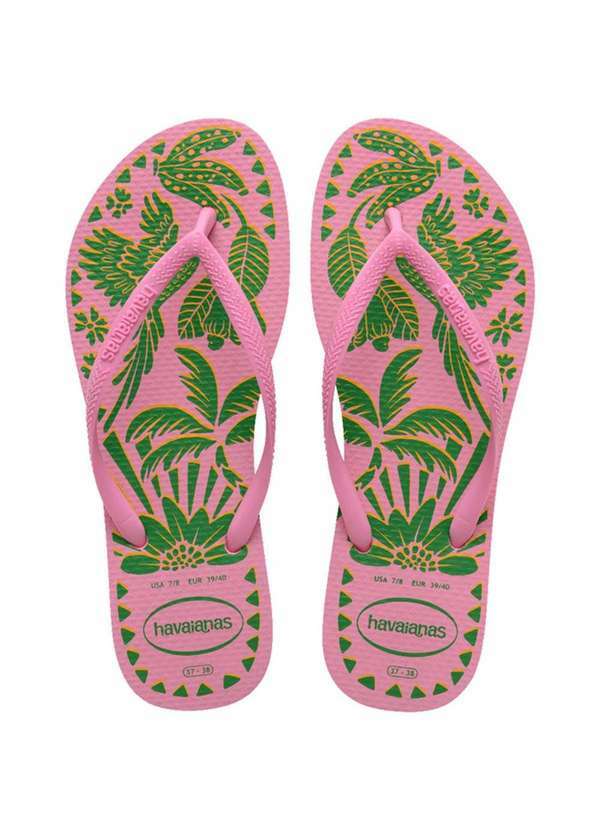 Havaianas - Chinelo Havaianas Slim Tucano Feminino - Rosa e Verde Rosa