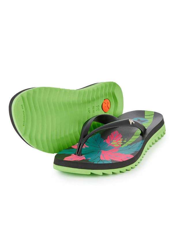 Kenner - Chinelo Kenner Ibiza Palm Estampada Feminino - Preto e Verde Preto