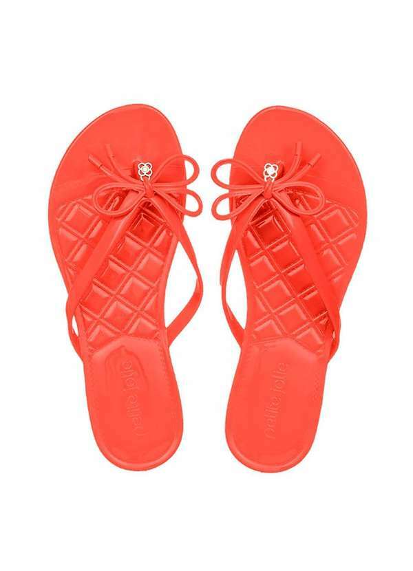 Petite Jolie - Chinelo Petite Jolie Aplicacao Express Ii Laco Feminino - Coral Vermelho