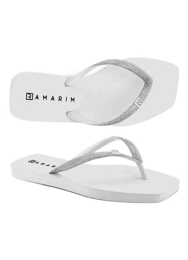Ramarim - Chinelo Ramarim Glitter de Dedo Bico Quadrado - Branco Branco
