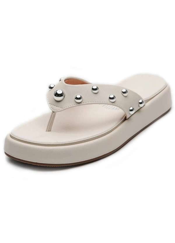 Vizzano - Chinelo Vizzano Flat Spikes Feminino Branco