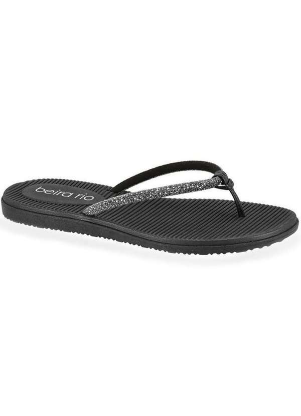 Beira Rio - Rasteira Beira Rio Flatform Diamond Strass Feminina Preto
