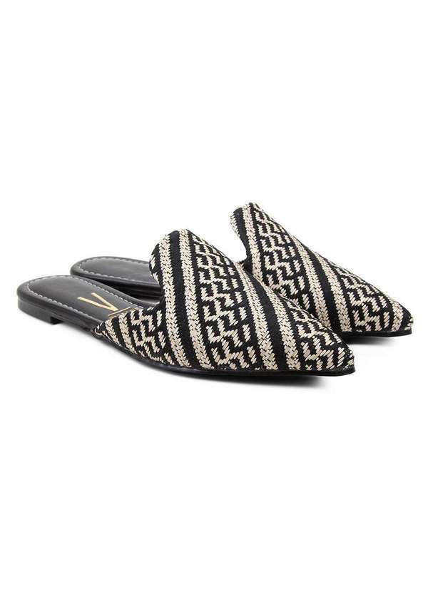 Vizzano - Mule Vizzano Bico Fino Tresse Feminino Preto