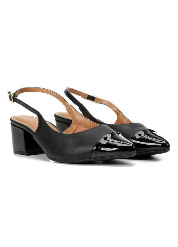 Vizzano - Mule Vizzano Salto Bloco Chanel Feminino - Preto Preto