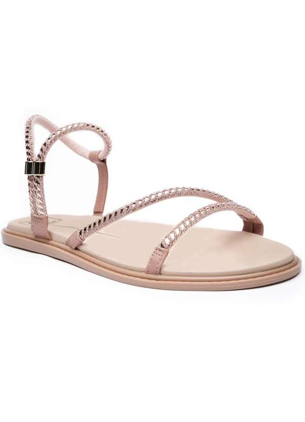 Moleca - Papete Moleca Tiras Strass Feminina Nude