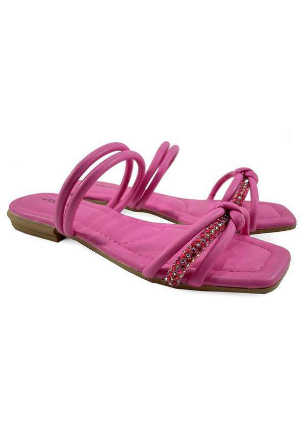 Mississipi - Rasteira Mississipi Tiras Strass no Feminina Rosa