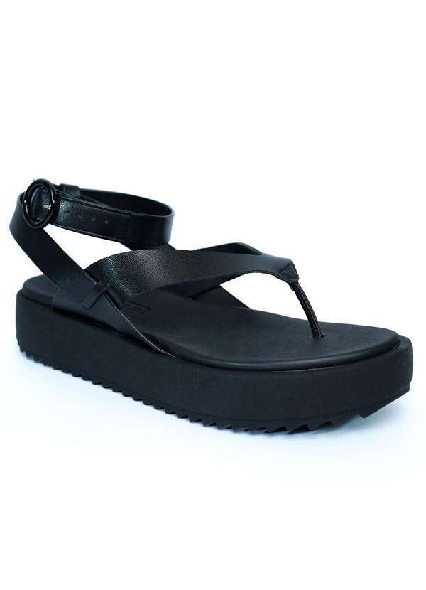 Moleca - Rasteira Moleca Flatform Feminina Preto