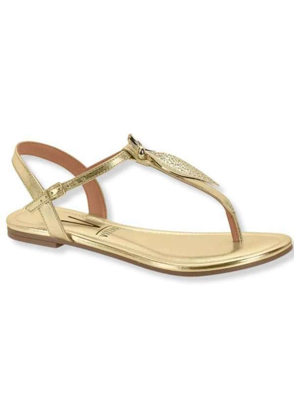Vizzano - Rasteira Vizzano Metalizada Folha Feminina Dourado