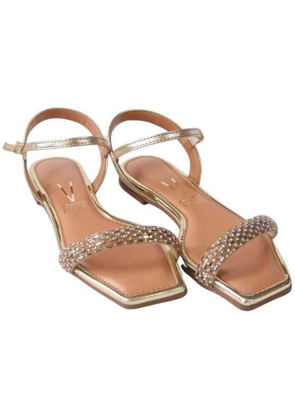 Vizzano - Rasteira Vizzano Pedraria Metalizada Feminina Dourado
