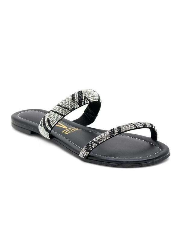 Vizzano - Rasteira Vizzano Strass Tira Pronta Feminina Preto