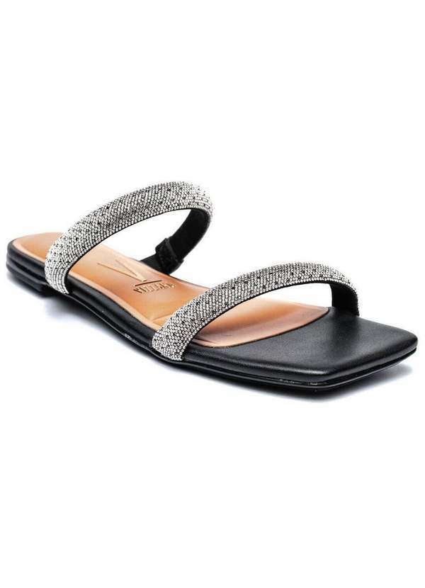 Vizzano - Rasteira Vizzano Strass Tira Pronta Feminina Preto