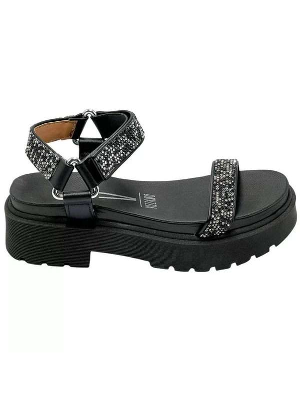 Vizzano - Rasteira Vizzano Strass Tratorada Feminina Preto 2