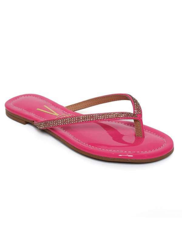 Vizzano - Rasteira Vizzano Strass Verniz Brilho Feminina Rosa