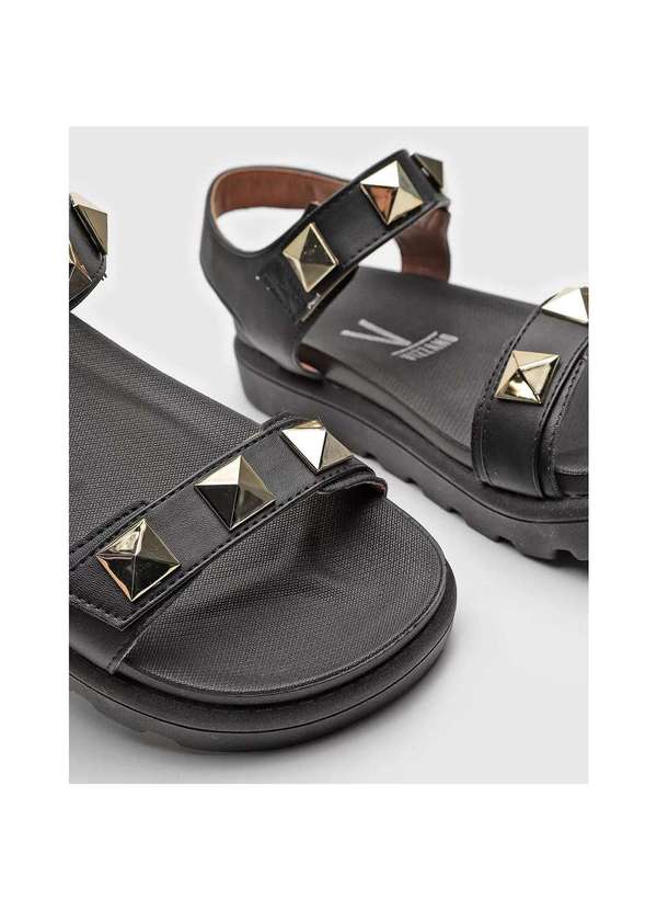 Vizzano - Rasteira Vizzano Tachas Tratorada Feminina Preto 3