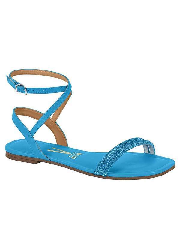 Vizzano - Rasteira Vizzano Tiras Strass com Traseiro Feminina Azul