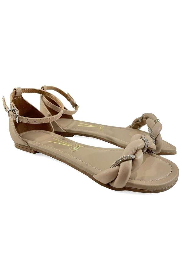 Vizzano - Rasteira Vizzano Tranca Strass Feminina Bege