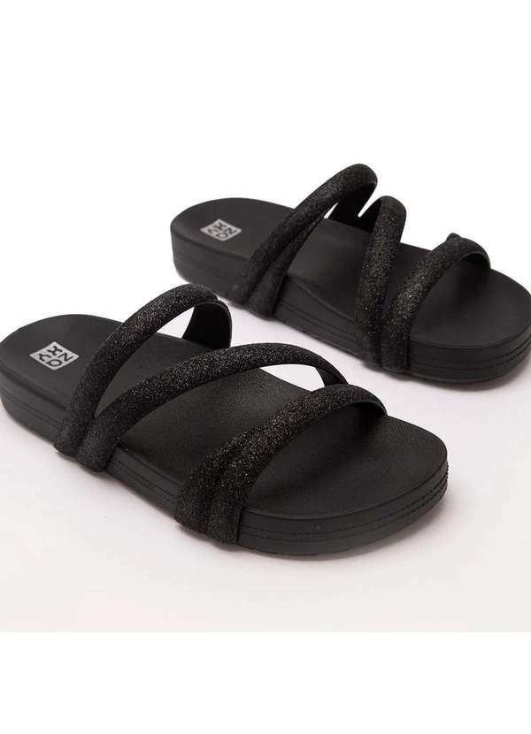 Zaxy - Rasteira Zaxy Slide Glitter Feminina Preto