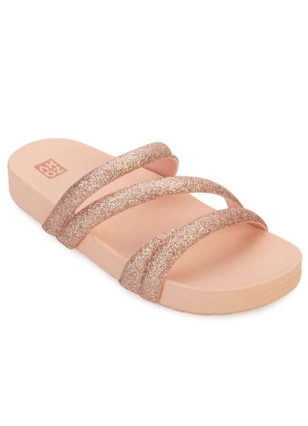 Zaxy - Rasteira Zaxy Slide Glitter Feminina Nude