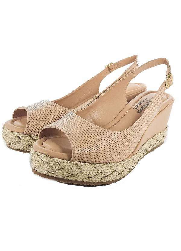 Bottero - Sandalia Anabela Bottero Tropical Feminina Nude