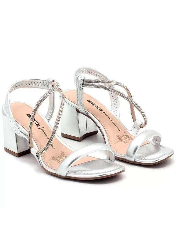 Dakota - Sandalia Dakota Tira Strass Salto Bloco Feminina Prata