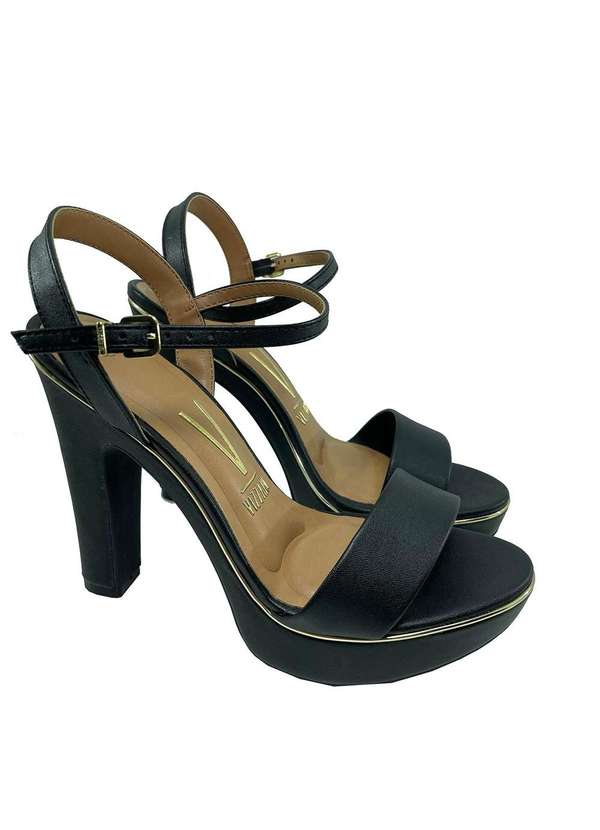 Sandalia Meia Pata Vizzano Salto Grosso Alto Feminina Preto