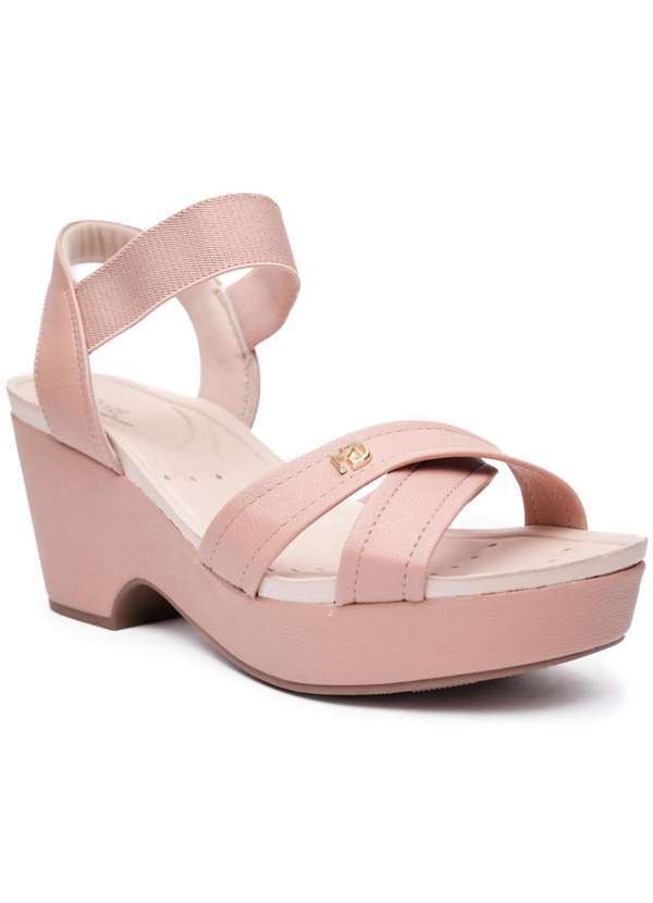 Modare - Sandalia Modare Plataforma Tiras Cruzadas Salto Feminina Nude