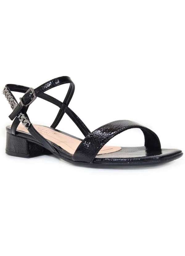 Ramarim - Sandalia Ramarim Salto Bloco Baixo Detalhe Feminina Preto
