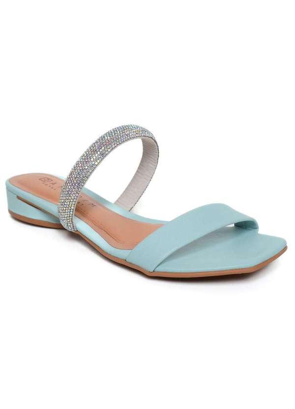 Sandalia Rasteira Ramarim Strass Total Comfort Azul Claro Azul